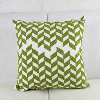 Зеленая вышитая наволочка для подушки с геометрическими листьями Марокканская Подушка Чехол с вышивкой для дивана простой домашний Декор 45*45 см - Color: F