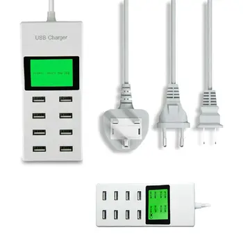 

Safe Protect Smart LCD Display USB Charger Adapter EU UK US 8 Port 2.1A 1A 0.5A Charge For iPhone Samsung iPad Tablet Xiaomi