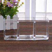 1Pcs 3 Lattice Transparent Acrylic Cosmetics Pencil Case Makeup Organizer Cosmetic Holder Tools Storage Box Brush And Accessory