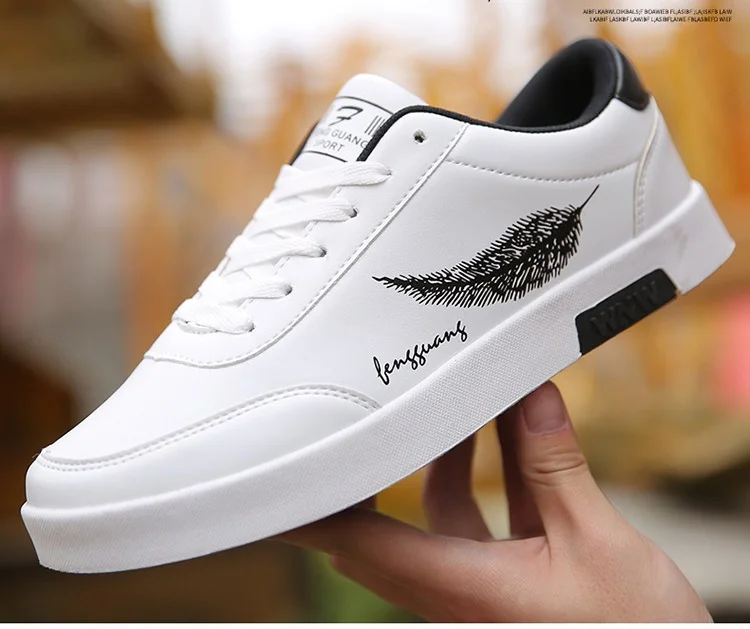 Autumn Summer Leather Sports Men Skateboarding Shoes Outdoor Athletic Sneakers White Color Lace Up Male Breathable Dro