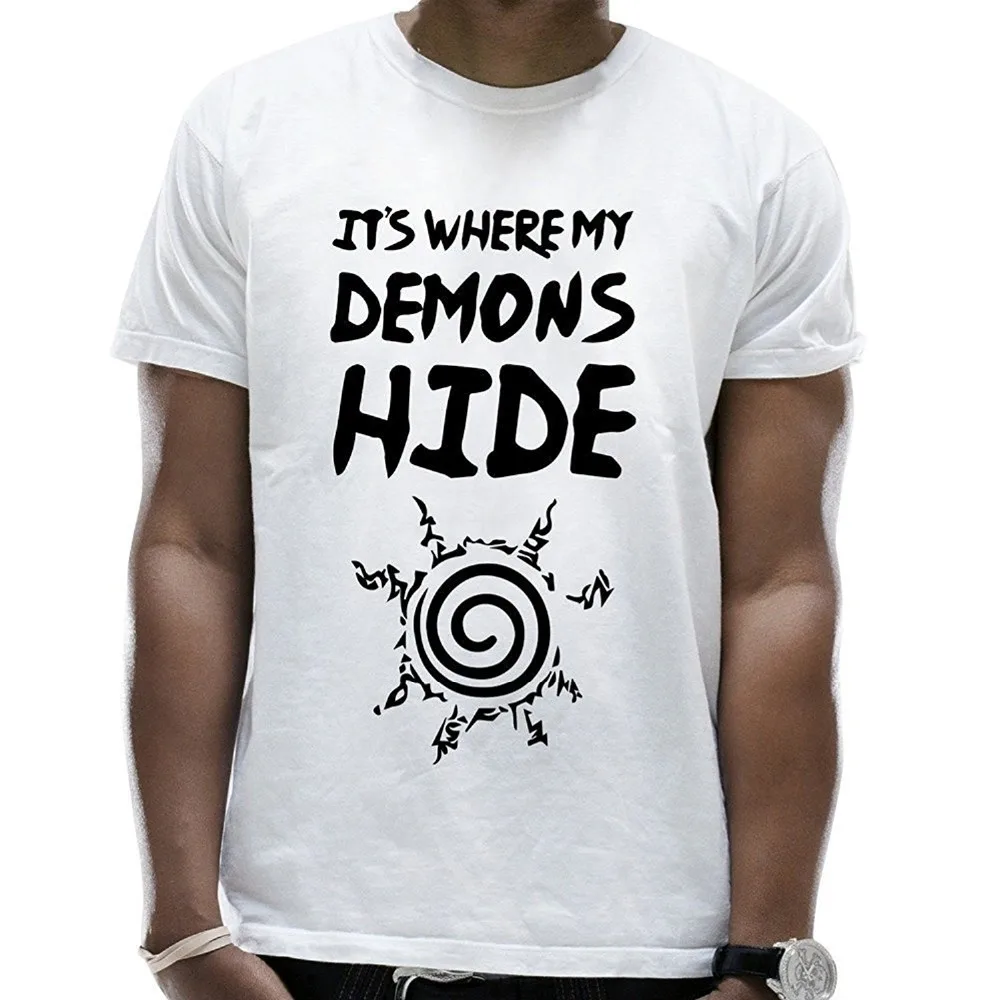 Мужская летняя футболка It's Where My Demons Забавные футболки с Наруто новинка 2019| |