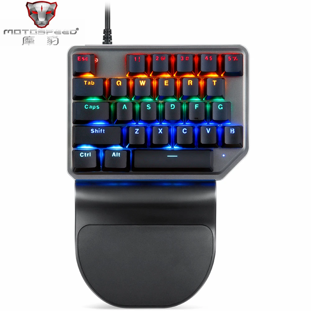 

Motospeed K27 USB Wired Singlehanded Mechanical Keyboard Blue Switch Backlight Mixed Light Ergonomics 27 Key For PUBG Overwatch