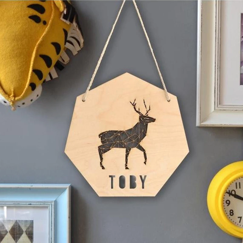 Wooden Personalised Deer Decor Sign Woodland Nursery Decoration Custom Artwork Natural Rustic Wall Crafts Tags Party Ornaments Ornamental Wall Decor Ornamental Decorationornament Wood Aliexpress