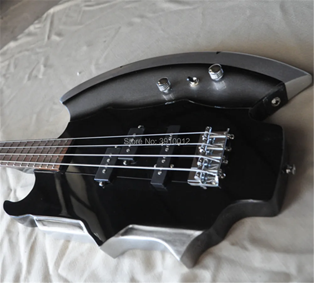 wholesale Custom 4-String Bass Guitar with Axe Signiture and Shape,free shipping