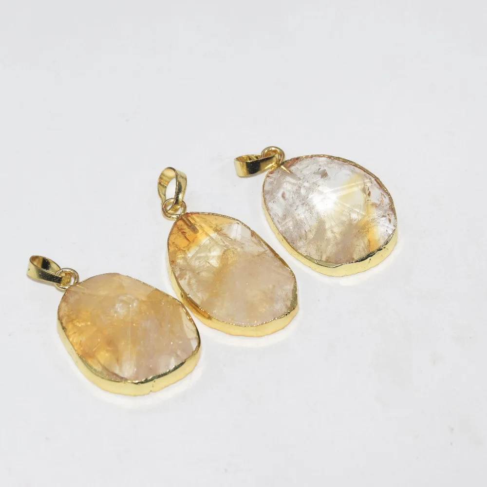 Натуральный камень неправильный кулон для ожерелья Длинные пирсинг цитрин энергия желтый кристалл Кварц Подвески femme