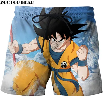 

2019 GOKU Summer Surfing Beach Quick Dry Men Short Casual Dragon Ball Fitness Breathable Anime Male Shorts 3D Print ZOOTOP BEAR