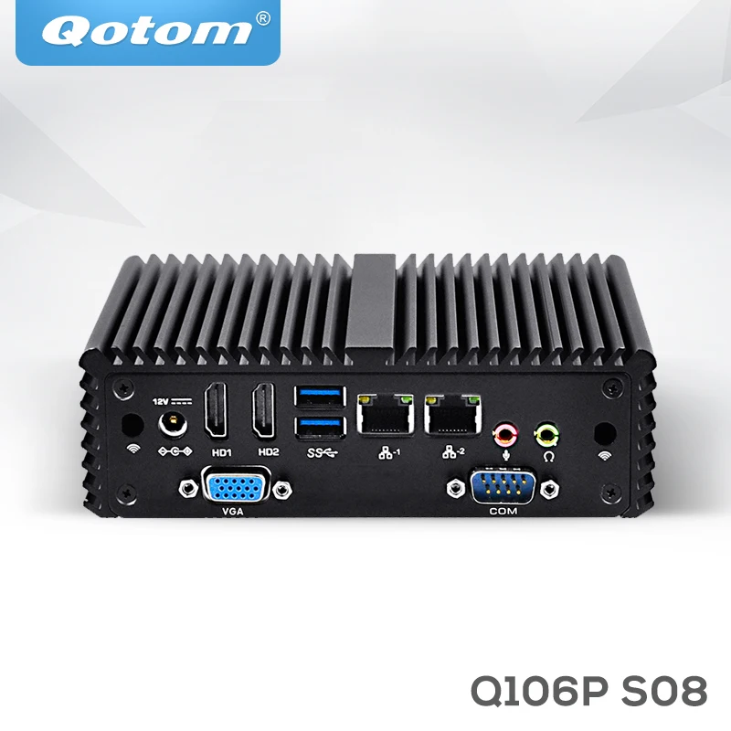 

QOTOM Mini PC Quad core fanless micro PC with J3060 2.48G,PFsense,firewall,AES-NI X86 QOTOM-Q106P