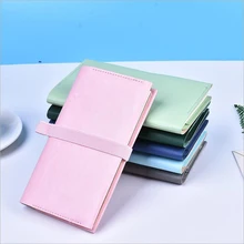 1 шт. портативный блокнот для путешественника последние канцелярские принадлежности конфетный цвет милый смайлик блокнот мини длинный липкий блокнот PU карман