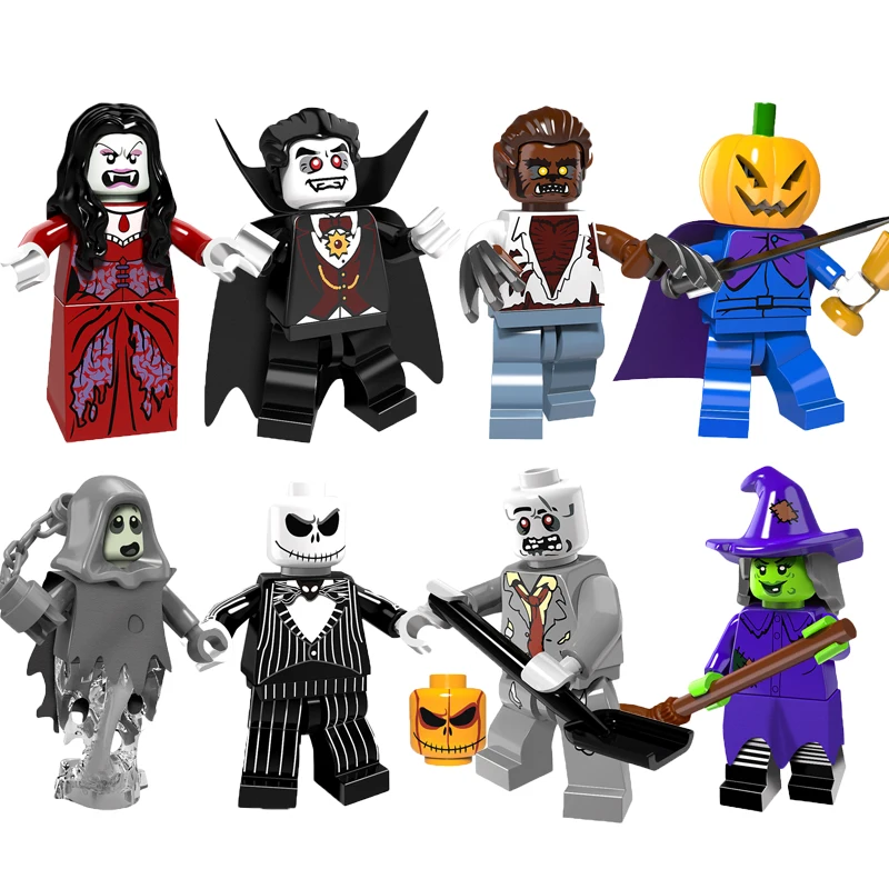 

Single Sale Halloween The Horror Theme Movie Vampire Count Zombie Queen Akasha Jack Skellington Ghosts Building Blocks Kids Toys
