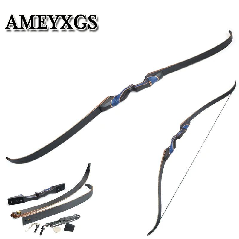 

1pcs 20-55lbs 56inch Recurve Bow Blue Wood Bow For Profession Novice Outdoor Hunting Shooting Motion Bow And Arrow