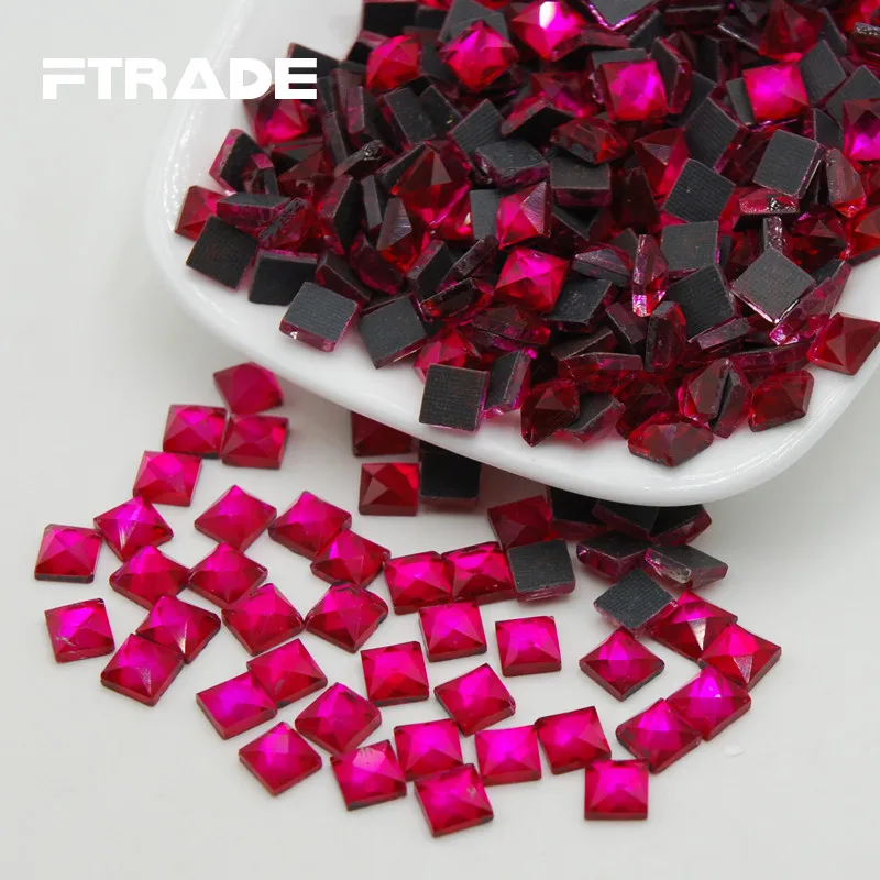 6x6 мм 110 шт розовый цвет ремесло кристалл страз квадратной формы клей на DMC горячей фиксации Стразы Flatback для одежды