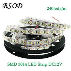 BSOD Светодиодные ленты света DC12V SMD3014 240 светодиодный s/m 5 м/рулон теплый белый без Водонепроницаемый IP20 гибкая лента высокой Яркость