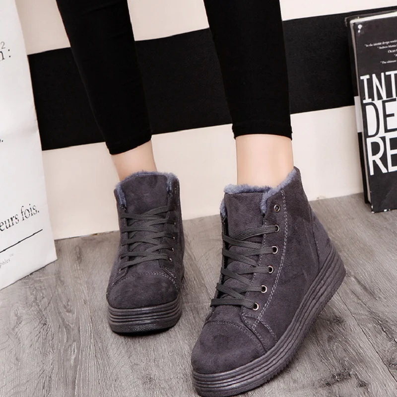 2017 winter new cashmere keep warm snow boots Korean version flat front with non-slip female |