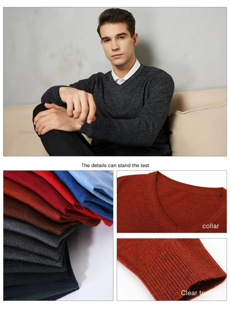 14 видов цветов вязаный пуловер 2019 Весна Осень Новые мужские деловые кашемировые свитера мужские повседневные свитера с v-образным вырезом