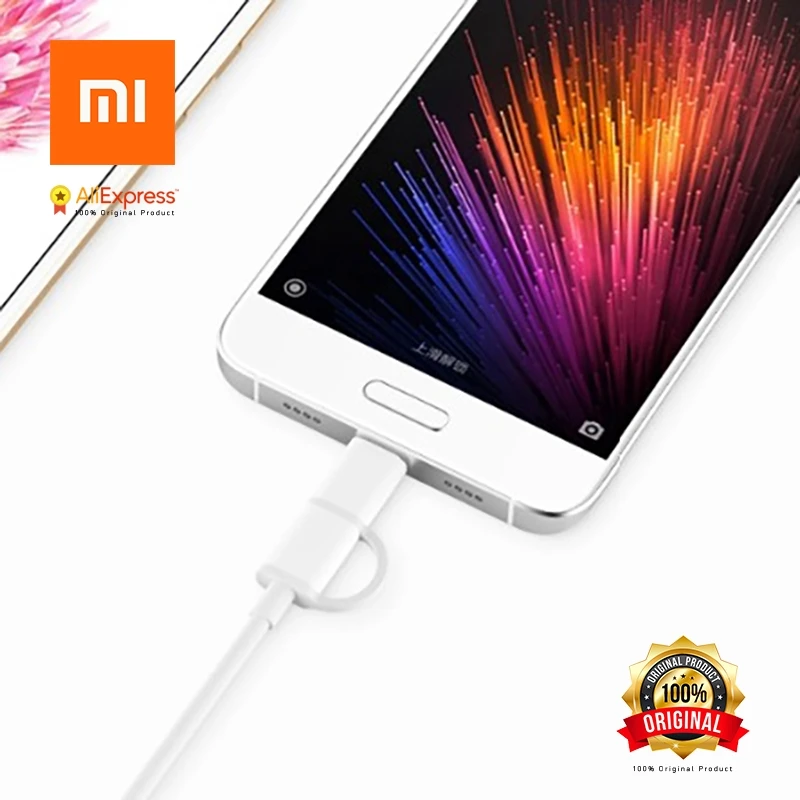 Original Xiaomi Cable 2 in 1 Micro USB Type-C Cable Sync Fast Quick Charger Data TypeC Charging Cable Type C (5)