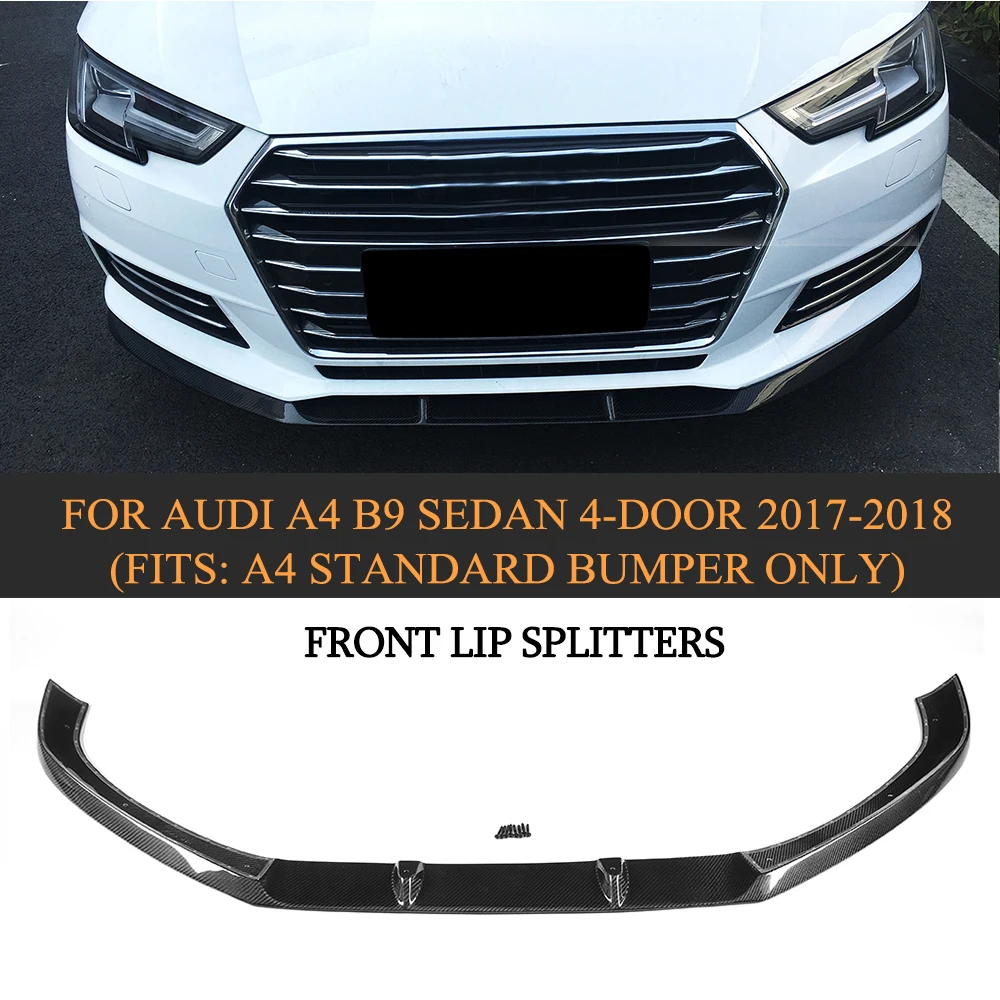 Carbon Fiber Front Bumper Lip Spoiler Kit for Audi A4 B9 Sedan 4 Door