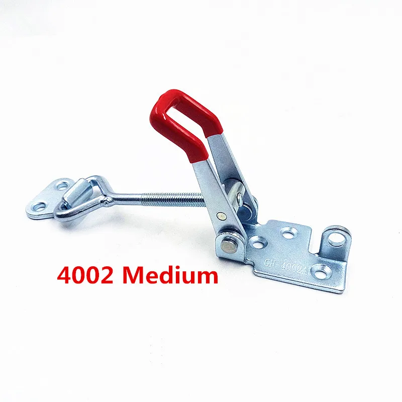 Horizontal Toggle Clamp Galvanization Adjustable Length Toolbox Case Metal Toggle Latch Catch Clasp Silver+Red