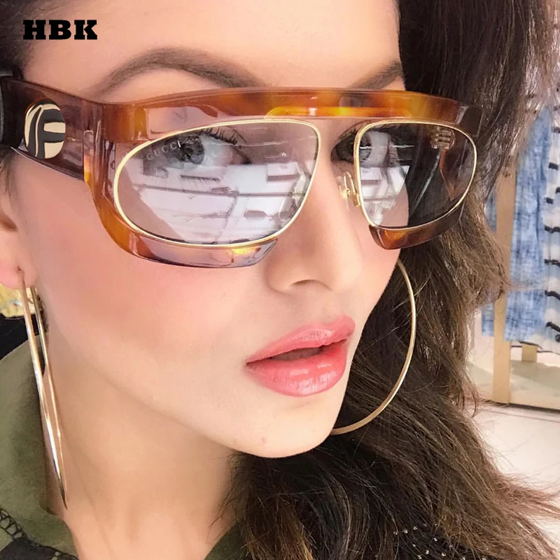 

HBK Oversized Italy Luxury Sunglasses Women Transparent UV400 Gradient Retro Fashion New Vintage Classic Sun Glasses Oculos De