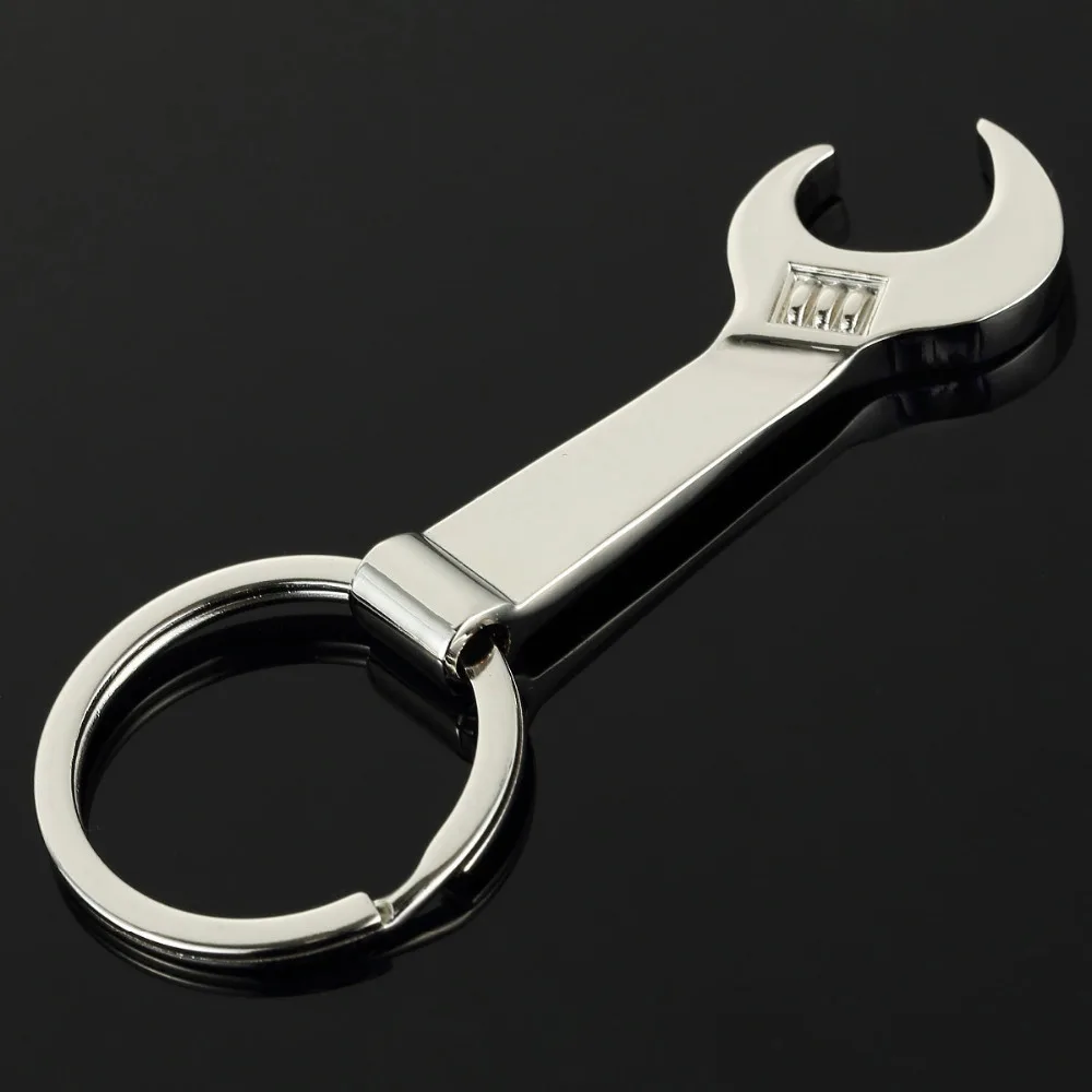 New Metal Creative Tool Bottle Opener Wrench Spanner Key Chain Ring Keyring Giftin Key Rings