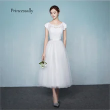 Новинка, свадебное платье для невесты, длина до середины икры, рукав-крылышко, Кружевная аппликация, простое деревенское свадебное платье, Vestido Casamento Civil Vestidos