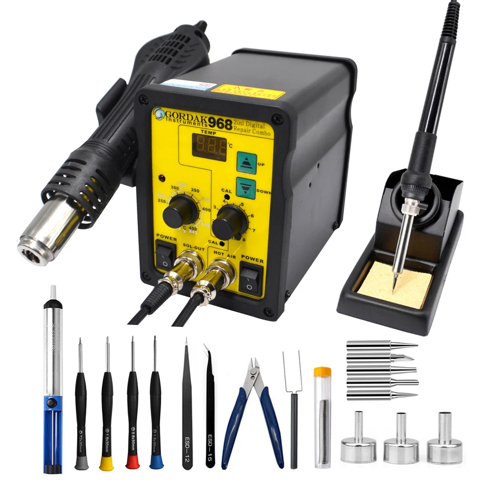 

220V 700W EU Plug Rework Soldering Station Thermoregulator Hot Air Desoldering Gun Soldering Iron Welding Tool Kit
