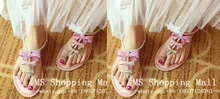 2017 Butterfly Knot Crystal Diamond Flip Flops Gladiator Rhinestone Sandals Women Flat Shoes Women Sweet Leather Party Shoes
