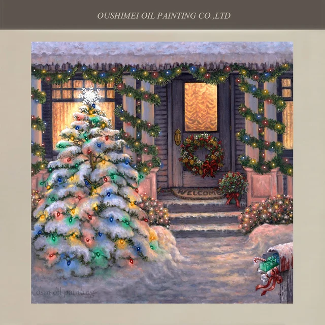 Hand painted Canvas Painting Christmas Tree For Christmas Decoration