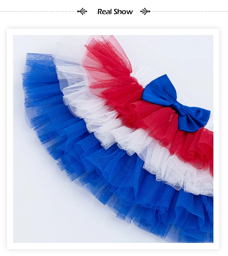 YK& Loving/Яркая юбка из вуали для малышей; Летнее бальное платье; сетчатая юбка-американка с бантом; костюм для маленьких девочек на День Независимости