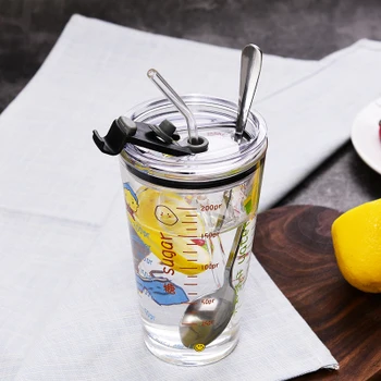 

2019 new style Calibration Cup Milk Cups Children's mugs Milk Tea Cup Women's Creative Water Cups Trendy mug Household straw