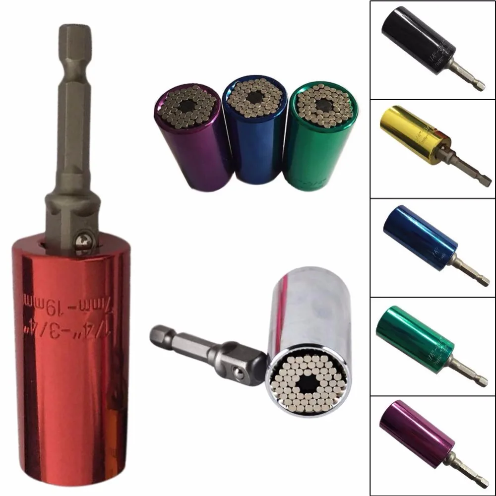 7-19mm Universal Ratchet Socket Wrench Sleeve Power Drill Gator Grip Torque Wrench Adapter Tool Tackle Repair Kit Set