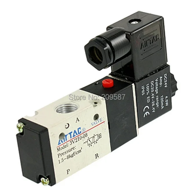 

AC 110V 3V210-08 2 Position 3 Way 1/4" BSP Air Pneumatic Solenoid Valve