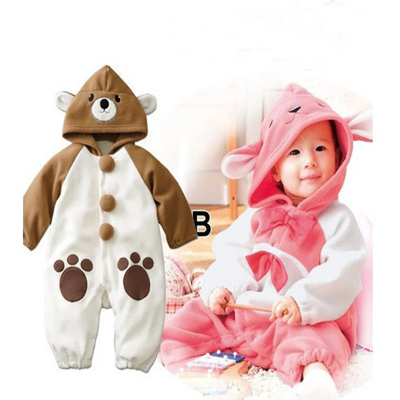 Retail Baby Clothing Romper Newborn Animals Bear Style Polar fleece Cute Romper Children