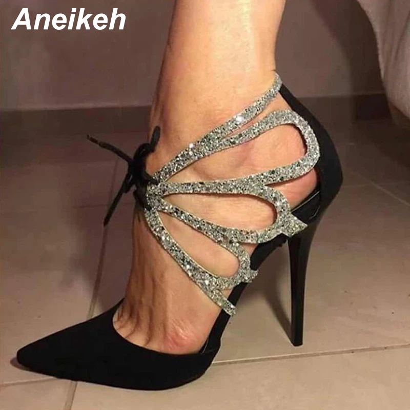 Aneikeh 2019 Summer Shoes Woman Pumps High Thin Heels Pointed Toes Rhinestone Butterfly Bling Gladiator Pumps Party Sexy Shoes Aneikeh 2019 Summer Shoes Woman Pumps High Thin Heels Pointed Toes Rhinestone Butterfly Bling Gladiator Pumps Party Sexy Shoes