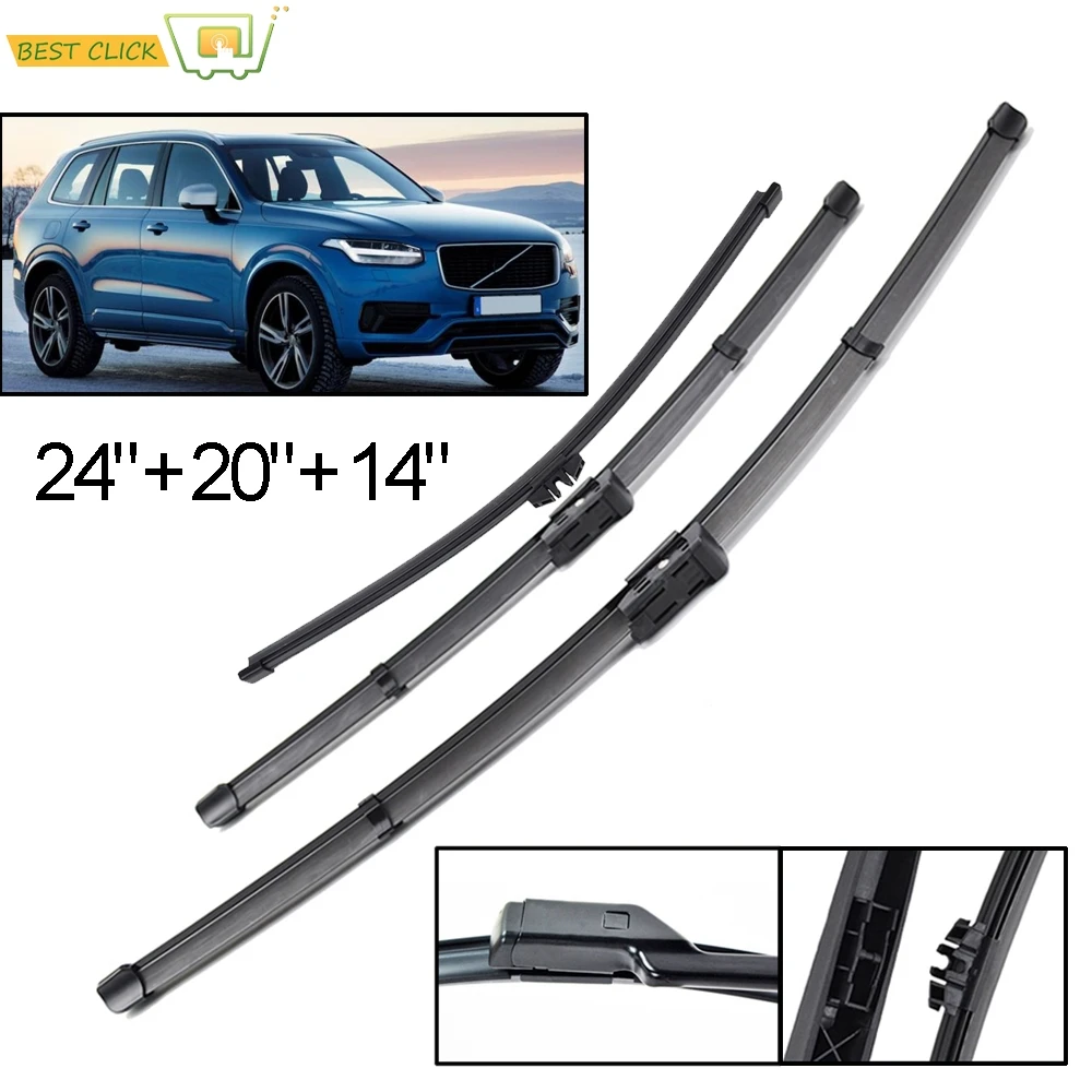 

Misima Windshield Windscreen Wiper Blades Set For Volvo XC90 MK2 2016 - 2020 Front Rear Window Wiper Kit 2017 2018 2019