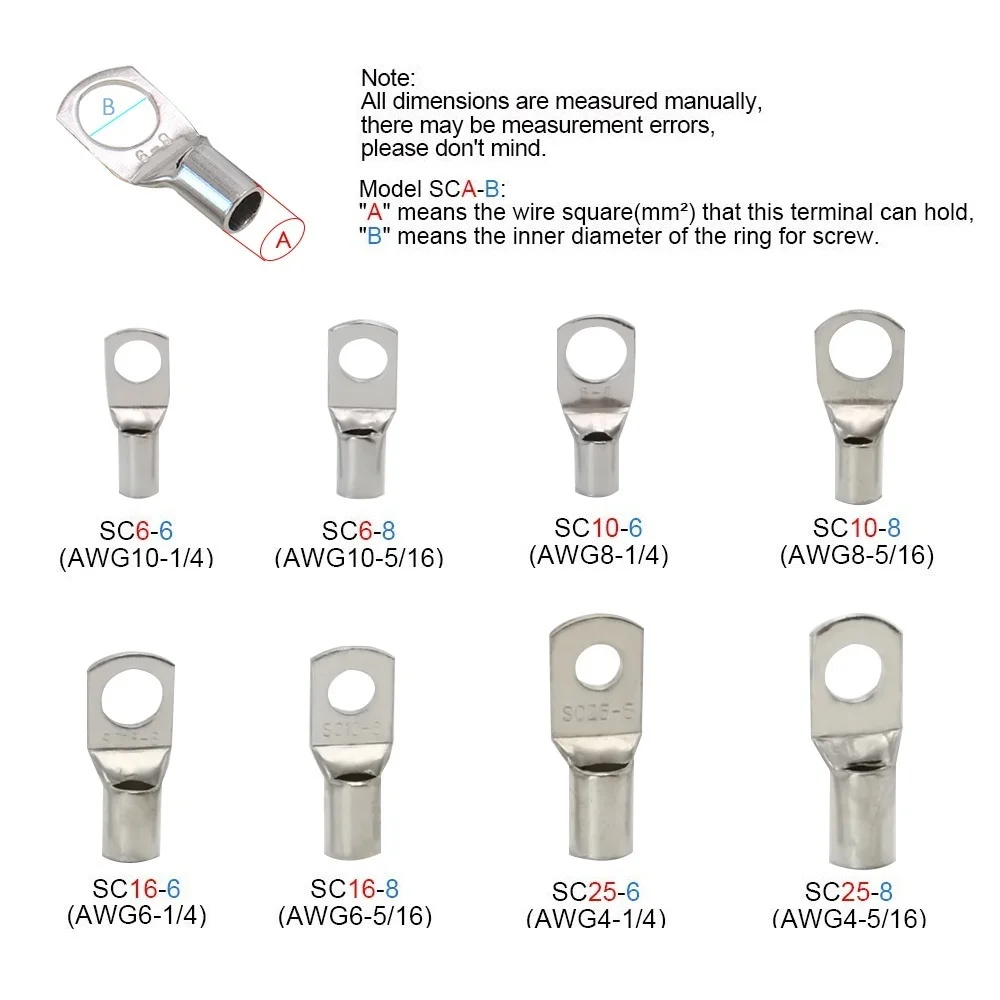 10 шт./терминал(60) 8C SC кольцевой терминал Ассортимент Комплект Морской класса сверхмощный Луженая Медь проволочные наконечники батарея кабель концы люверсы