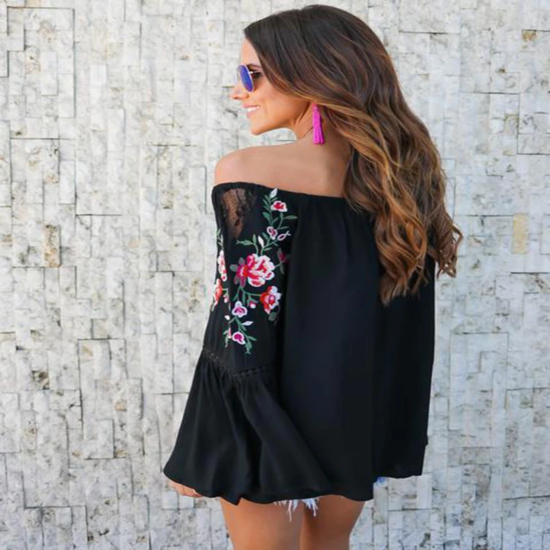 Off The Shoulder Tops For Women Solid T-shirt Wome...