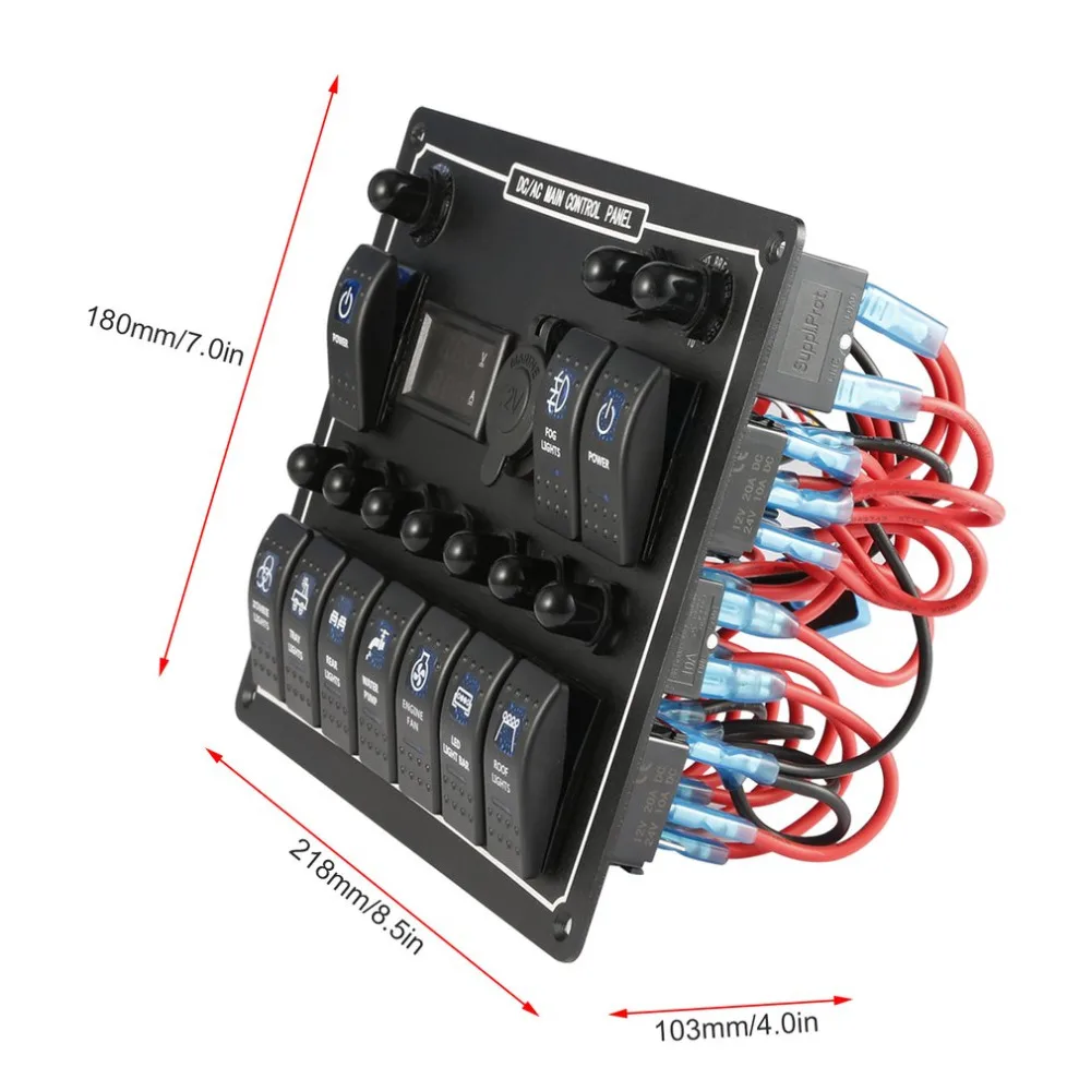 10 банд Водонепроницаемый Автомобильный авто лодка морской светодиодный AC/DC кулисный переключатель панель двойной контроль мощности Защита от перегрузки 15A DC выход сверху