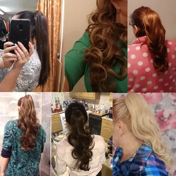 SNOILITE Synthetic Claw on Ponytail hair extension fake ponytail hairpiece for women black brown tail hair extension hair 6
