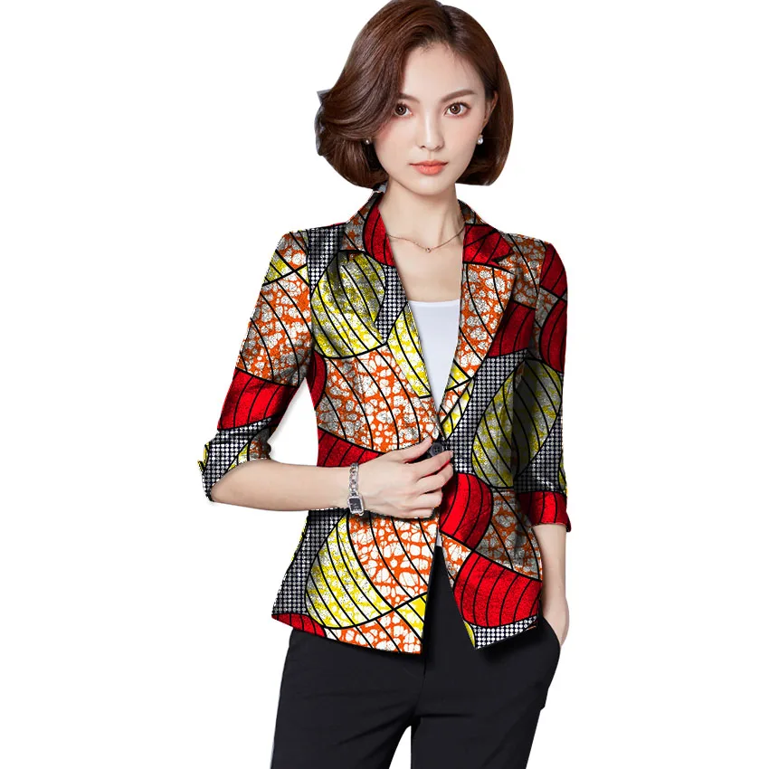 Afrique Dames Manches Veste Femmes Africain 2 6 3 Festive 4 Mesure Blazers Sur Ankara À Costume 1 Impression 5 Mode Longues 5q0PzwxP
