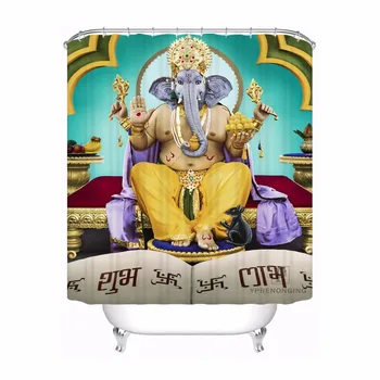 

Custom Ganesha Elephant Waterproof Bathroom Acceptable Shower Curtain Polyester Fabric Bathroom Curtain #180318-16
