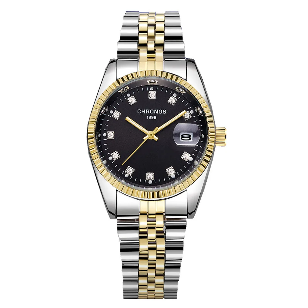 CHRONOS Luxury Gold Watch Lady Men Lover Stainless Steel Quartz 30 meters Waterproof Male Wristwatches for men Analog Auto date CHRONOS Luxury Gold Watch Lady Men Lover Stainless Steel Quartz 30 meters Waterproof Male Wristwatches for men Analog Auto date