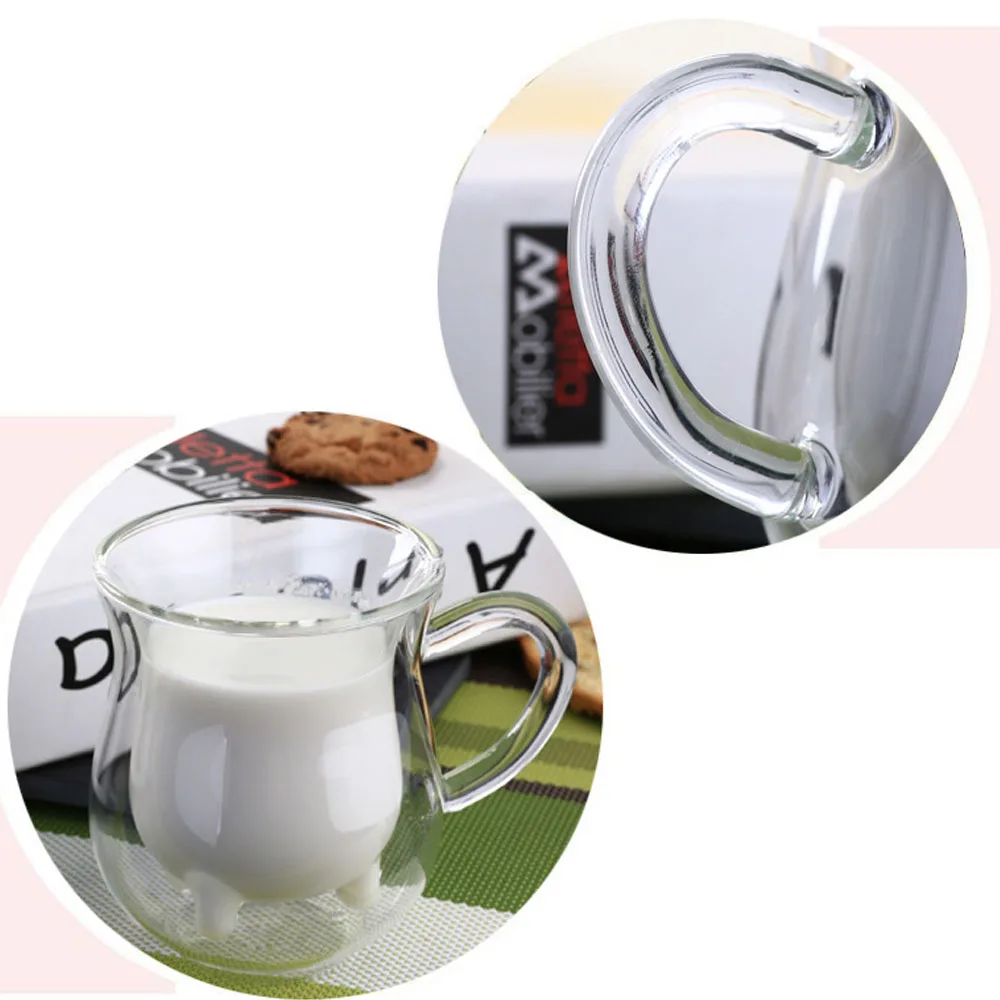 Creative Cow Milk Cup Mug Cute Double Layers Heat-resistant Glass Cups Milk for Kids Drink Water Juice Coffee Container Mugs Creative Cow Milk Cup Mug Cute Double Layers Heat-resistant Glass Cups Milk for Kids Drink Water Juice Coffee Container Mugs