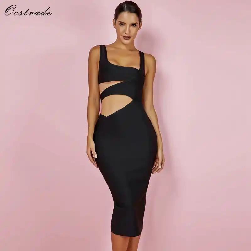 black bandage midi dress