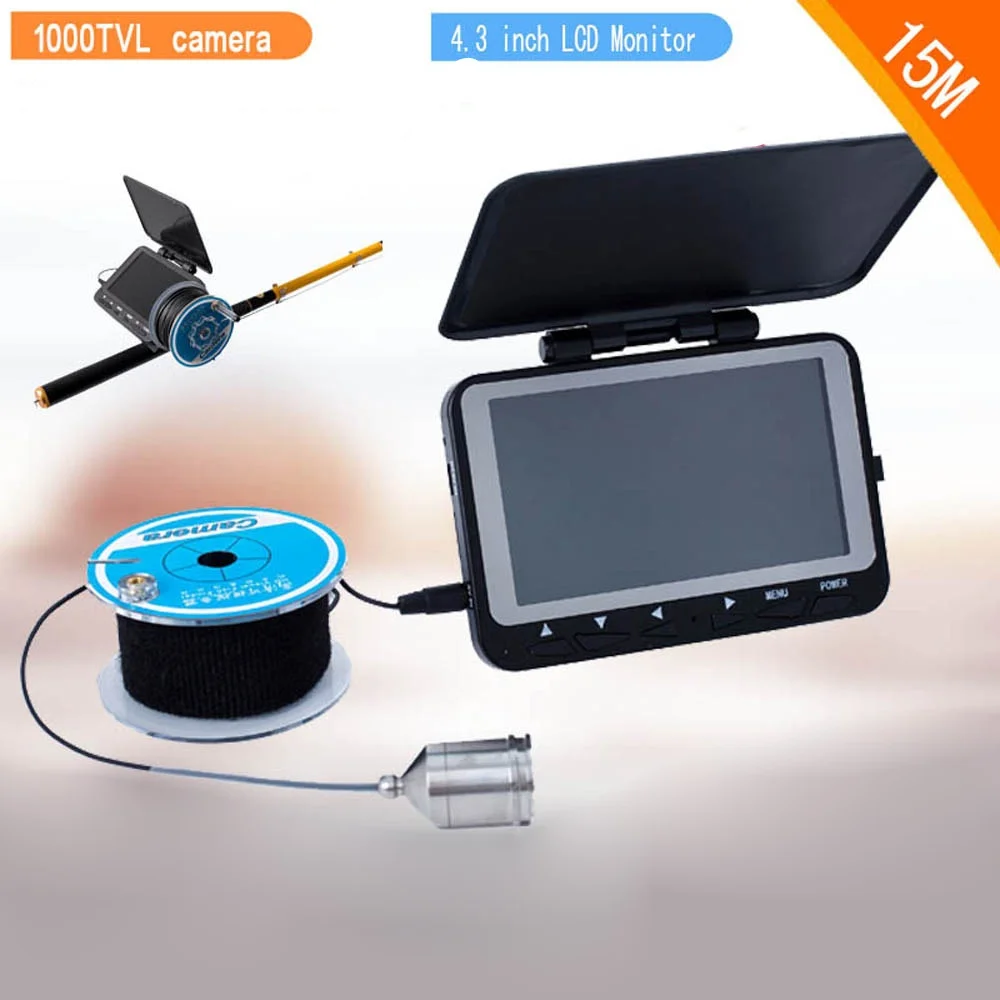 

15M 1000TVL Fish Finder Underwater Ice Fishing Camera 4.3" LCD Monitor 8PCS LED Night Vision Camera For Fishing A15