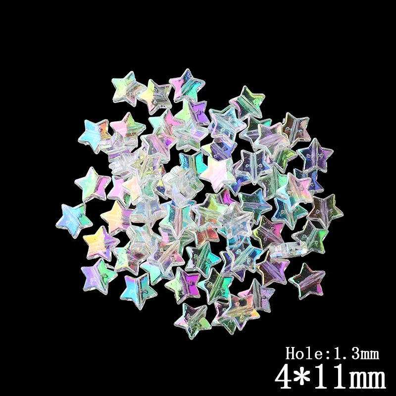 

2017 Hot Sale 100pcs/Lot Transparent Color Acrylic Beads Cute Five-Pointed Star Shape Beads For Jewelry Making Fit Kids,4*11MM