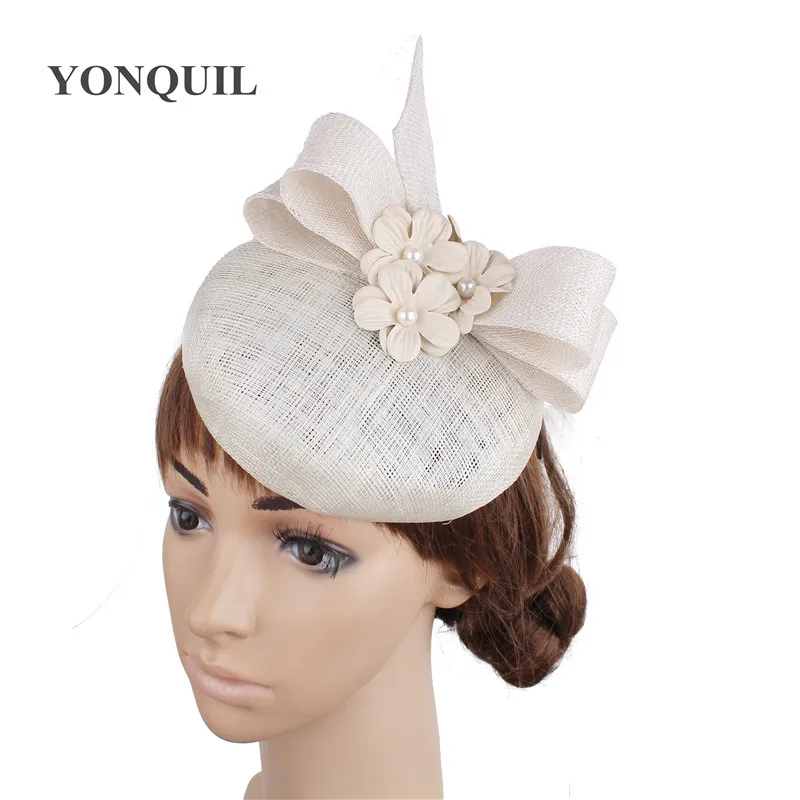

High quality 4-layer sinamay base women fascinators hat for ladies wedding floral headwear hair clips fashion millinery caps