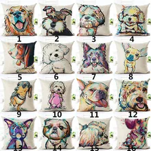 Square Cotton Linen colourfu Bull Terrier Painted Bull dog dachshund 3D Cheap Cushion Cover For Home Sofa Pillow Case Cojines Square Cotton Linen colourfu Bull Terrier Painted Bull dog dachshund 3D Cheap Cushion Cover For Home Sofa Pillow Case Cojines