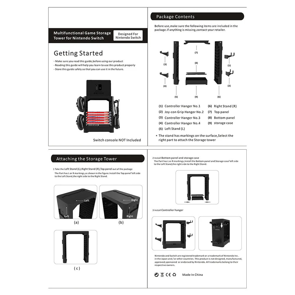 

Multifunction Game Disk Storage Tower CDs Controllers Holder Shelf for Nintendo Switch Console ND998