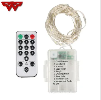 

Hot sell10M/100lesds LED remote control waterproof battery box copper wire string 8 function control outdoor copper wire string