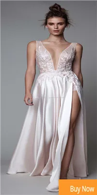 Sexy-White-Berta-Evening-Dresses-2017-Deep-V-Neck-Sheer-Straps-Appliques-Satin-Side-Split-Backless